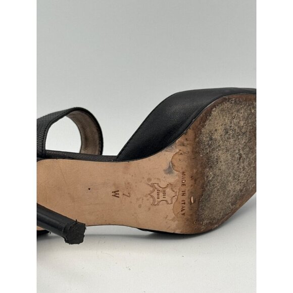 Amalfi Black Leather Stiletto Heels With Ankle Strap Size 7 Made In Italy Profes - Picture 7 of 7